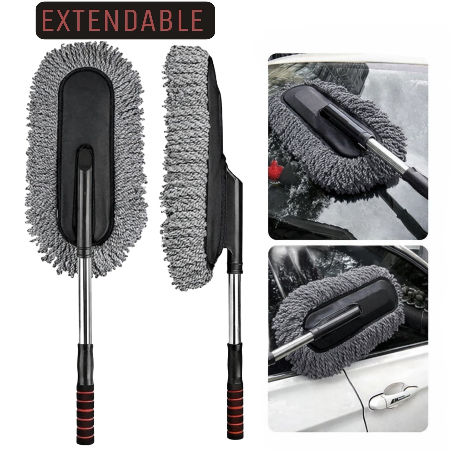 Maximus Car Big Duster and Wash Brush - Dusting for Car | Microfiber Expandable Wet & Dry Use Duster