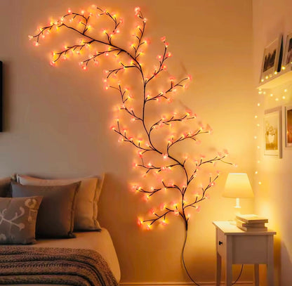 Premium Artificial Leaves Bail | 7 Ft LED Fairy Lights | Battery Operated