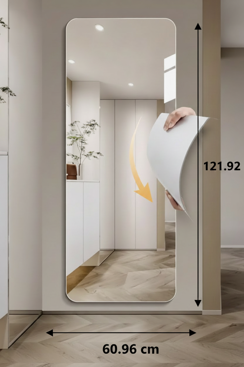 Premium Large Acrylic Mirror Wall Sticker | Self-Adhesive HD Mirror
